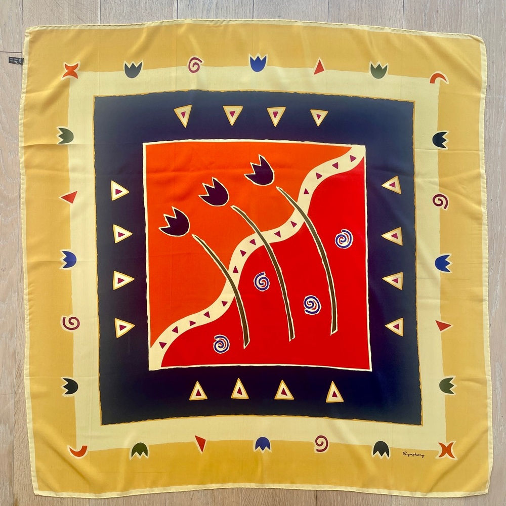 Symphony Abstract Print Silk Scarf